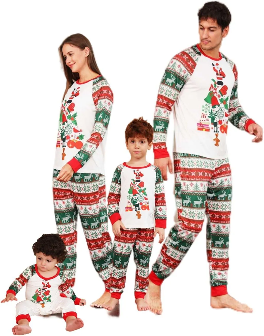 Christmas Matching Pajamas for Family Onesie Flannel Winter Warm Pjs Zip Up Hooded One Piece Sleepwear Loungewear