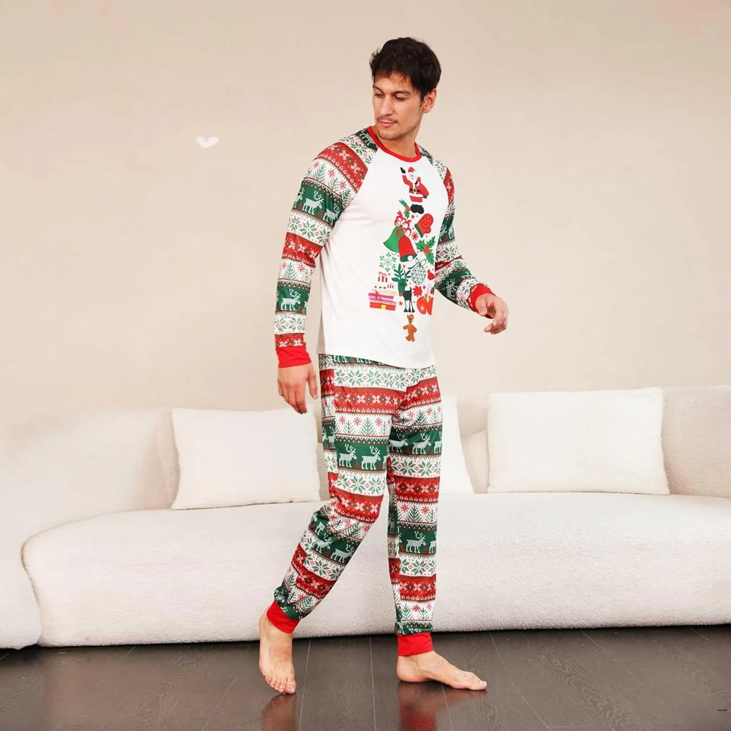 Christmas Matching Pajamas for Family Onesie Flannel Winter Warm Pjs Zip Up Hooded One Piece Sleepwear Loungewear
