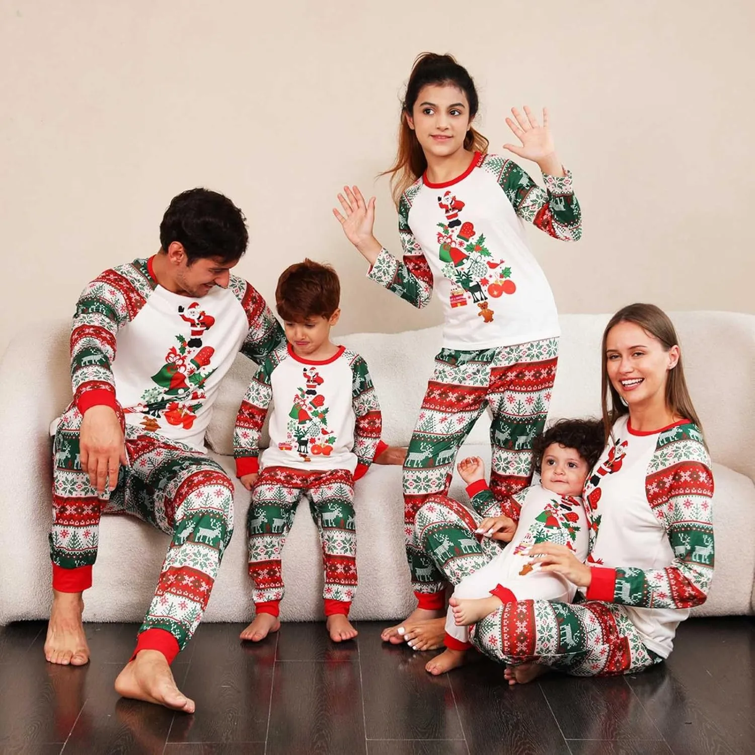 Christmas Matching Pajamas for Family Onesie Flannel Winter Warm Pjs Zip Up Hooded One Piece Sleepwear Loungewear