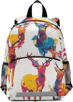 Christmas Pattern Reindeer Kindergarten Elementary Kids Backpack Water Resistant Cute School Bag Travel Daypack