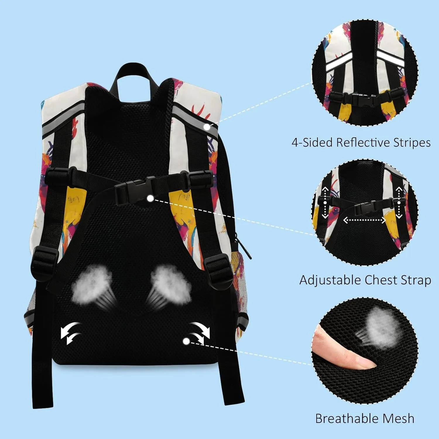 Christmas Pattern Reindeer Kindergarten Elementary Kids Backpack Water Resistant Cute School Bag Travel Daypack