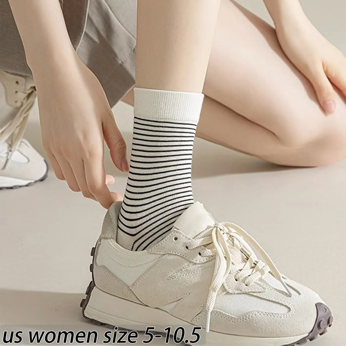 CHUNFO Womens Striped Colorful Ribbed Ankle Socks Cute Dot Athlete Crew Cotton Casual Sock Size5-10.5