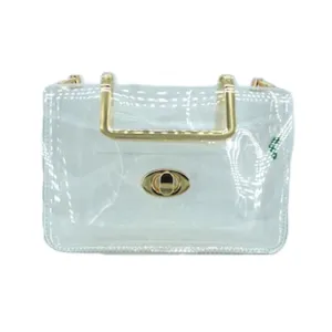 Clear Transparent Gold Handle Clutch Bag