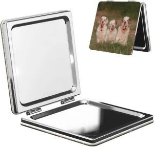 Clumber Spaniel Puppies Women Small Makeup Mirror Compact Handheld Cosmetic Mirror for Purse Pocket