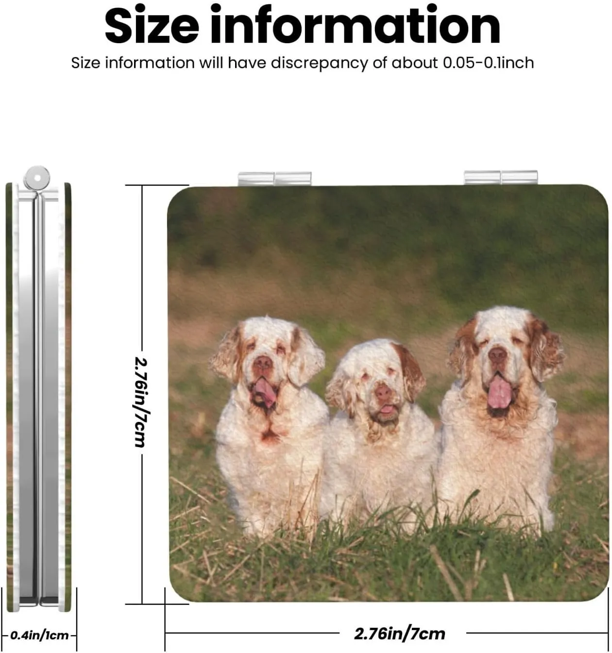 Clumber Spaniel Puppies Women Small Makeup Mirror Compact Handheld Cosmetic Mirror for Purse Pocket