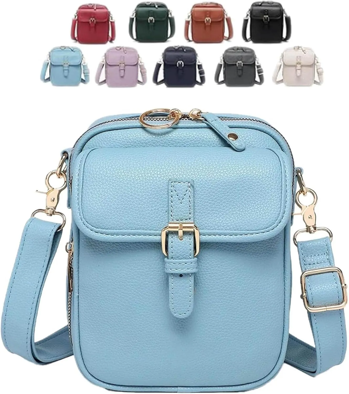 Collaboraten1 Crossbody Leather Bag, Large Capacity with 10 Card Slots, Anti Theft Shoulder Bags for Women Travel
