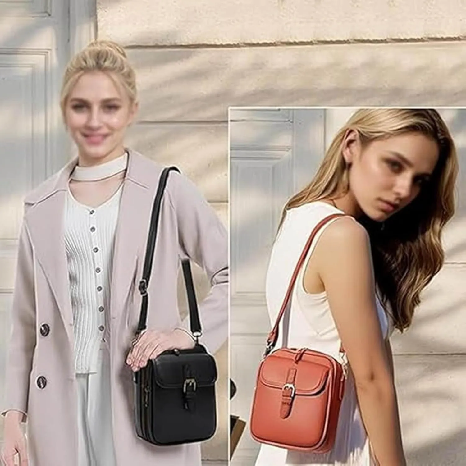 Collaboraten1 Crossbody Leather Bag, Large Capacity with 10 Card Slots, Anti Theft Shoulder Bags for Women Travel