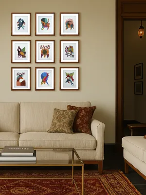Collection of Animals in Gond Art Paintings by Kailash Pradhan