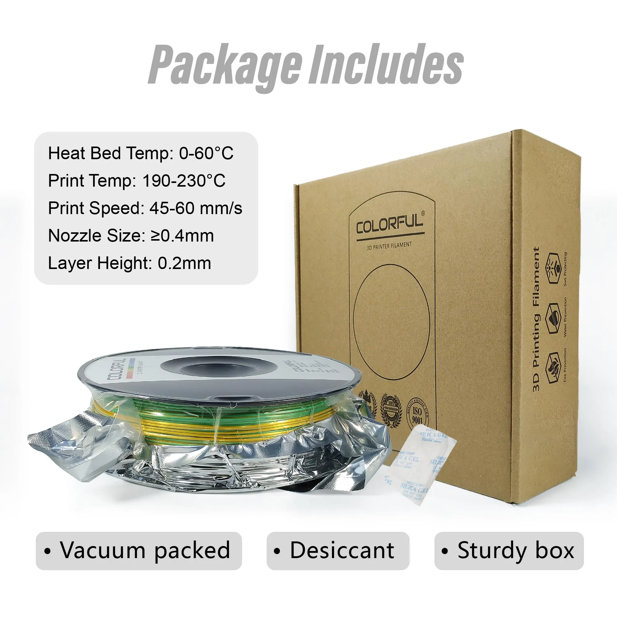 COLORFUL Silk PLA Filament 1.75mm 3D Printer Filament, Dual Color Filament, Shiny Filament 1kg Spool(2.2lbs), Silk 3D Printing Filament, Gold Green