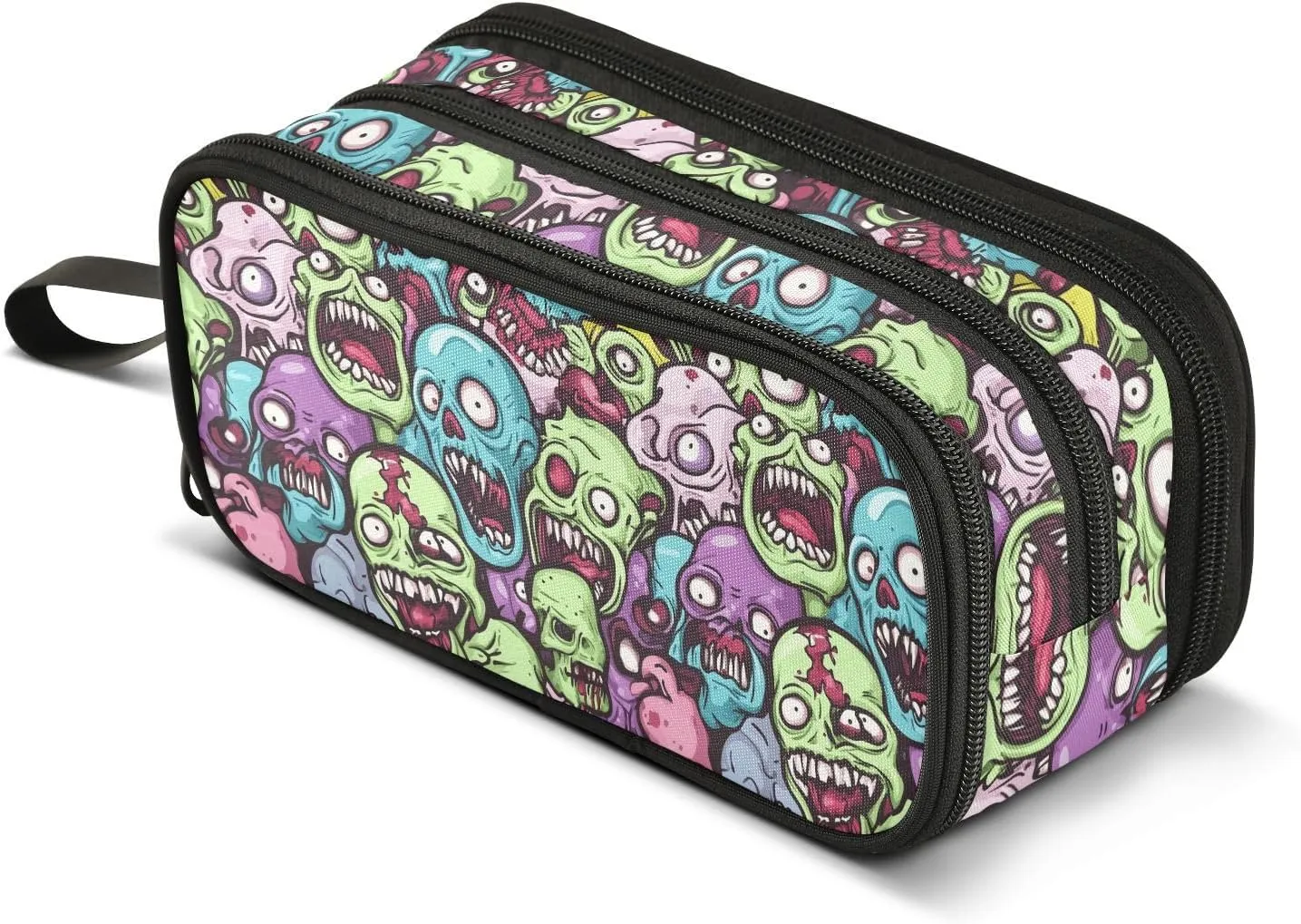 Colorful Yelling Zombie Nylon Pencil Bag College Large Capacity Zipper Mesh Pencil Case Stationery Organizer for Office Teen Girls