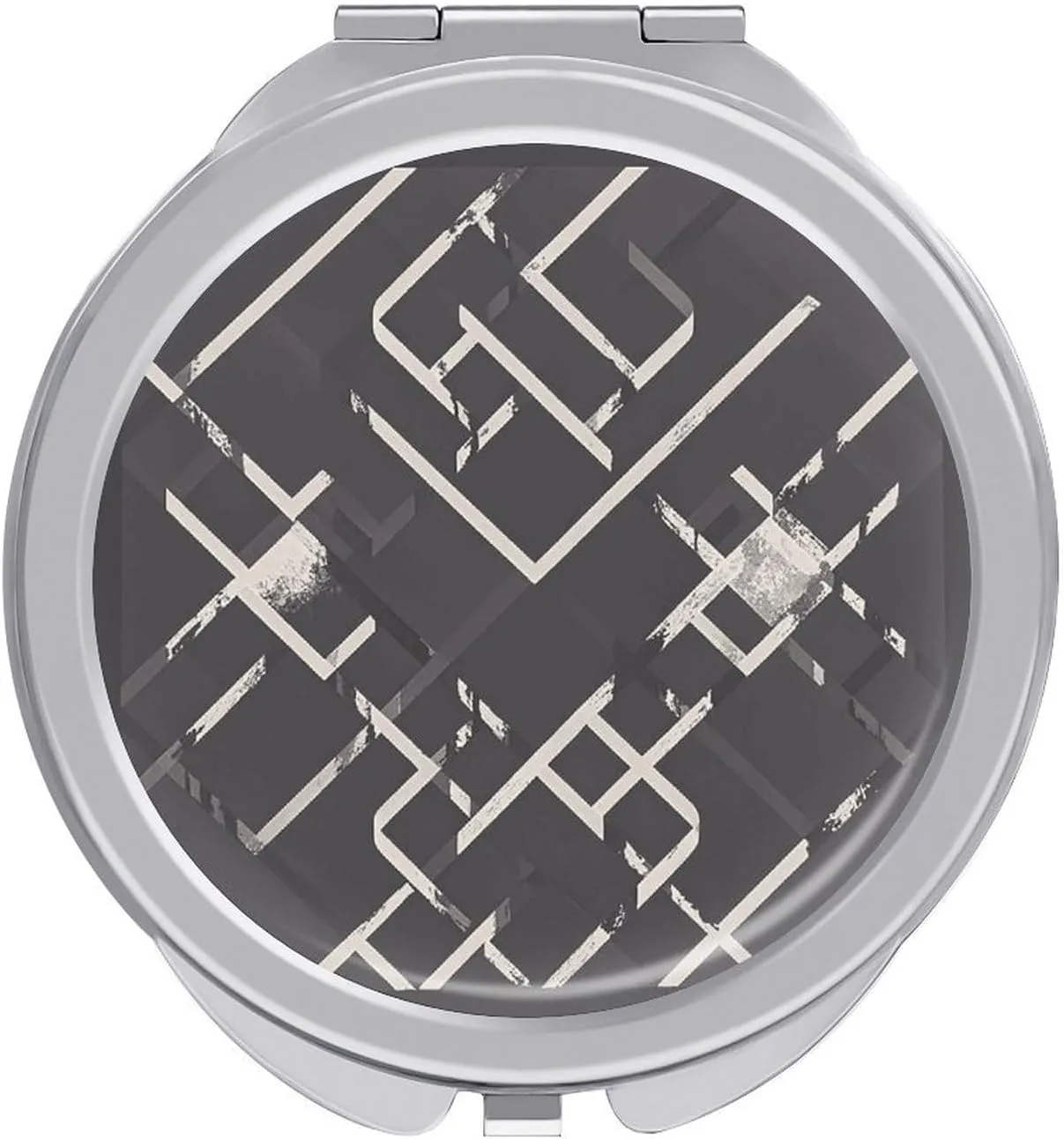 Compact Mirror Line Pattern Print Metal Pocket Travel Makeup Mirror Small Folding Portable Handheld Makeup Mirrors for Women