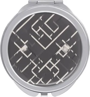 Compact Mirror Line Pattern Print Metal Pocket Travel Makeup Mirror Small Folding Portable Handheld Makeup Mirrors for Women