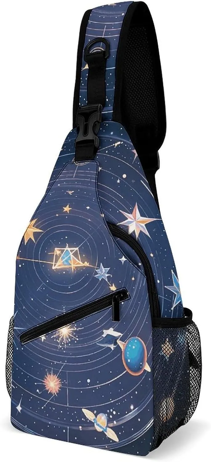 Constellations Cosmic Galaxies Crossbody Bags Mini Sling Bag Fanny Chest Bag Travel Daypack Sling Backpack for Men Women