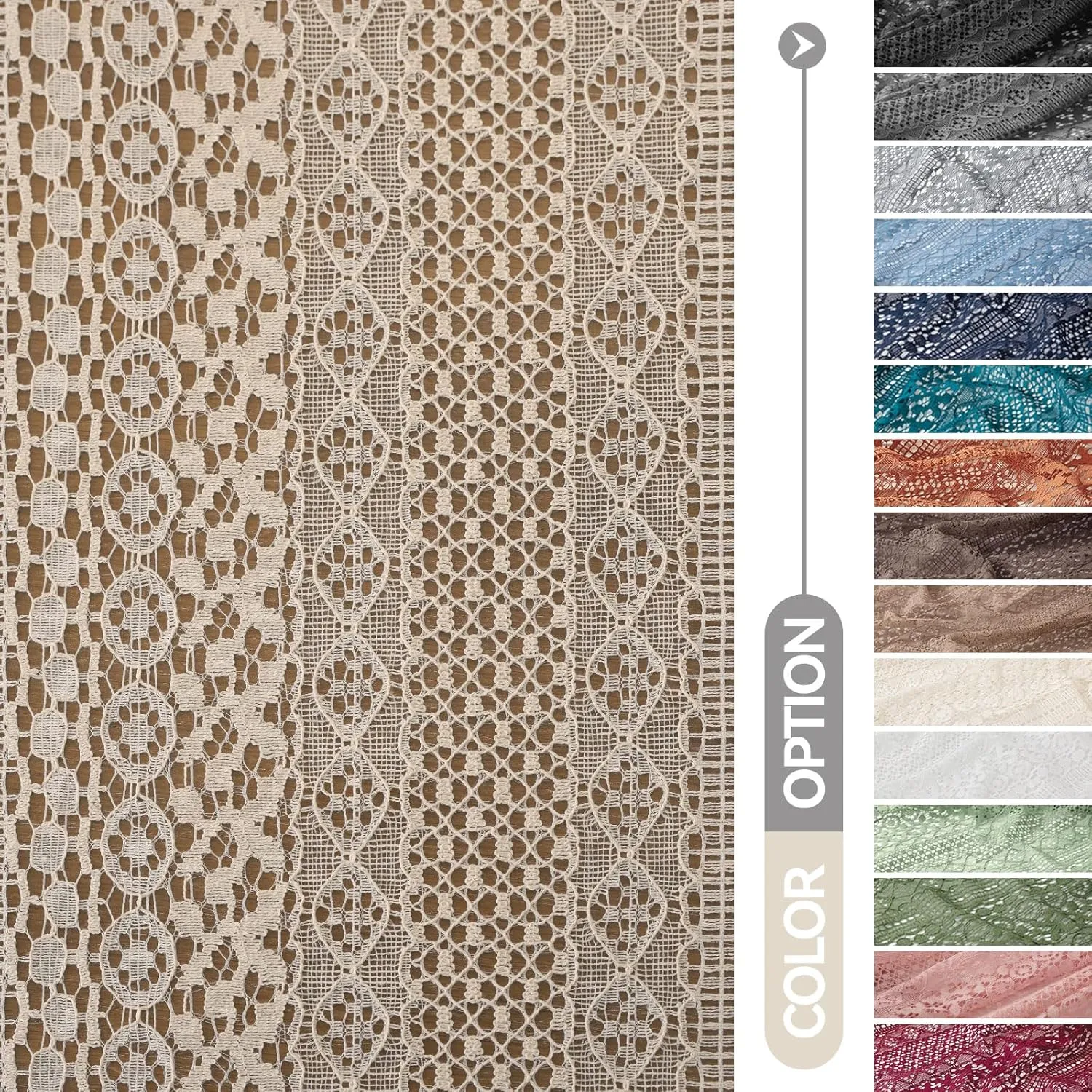 Cottage Style Sheer Curtains 72 Inches Long 2 Panel,Rod Pocket French Country Privacy Sheer Curtain Tassel Bohemian Short Curtains for Bedroom Living Room Kitchen - Beige