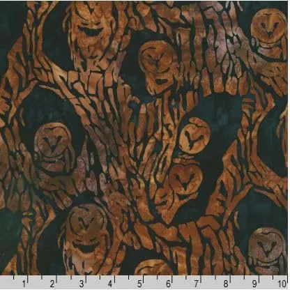 Cotton Batik Midnight Owls Birds Woods Trees Robert Kaufman Brown Cotton Fabric Print by The Yard (SRK-22842-436COFFEE)