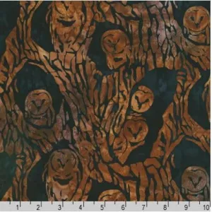 Cotton Batik Midnight Owls Birds Woods Trees Robert Kaufman Brown Cotton Fabric Print by The Yard (SRK-22842-436COFFEE)