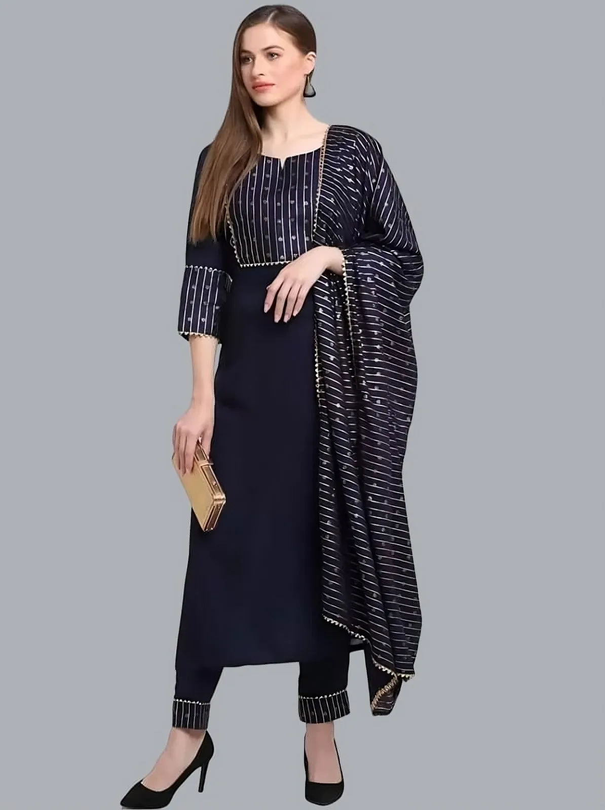 Cotton Foil Print Kurti, Pant & Dupatta Set – 3 Colors, Lightweight
