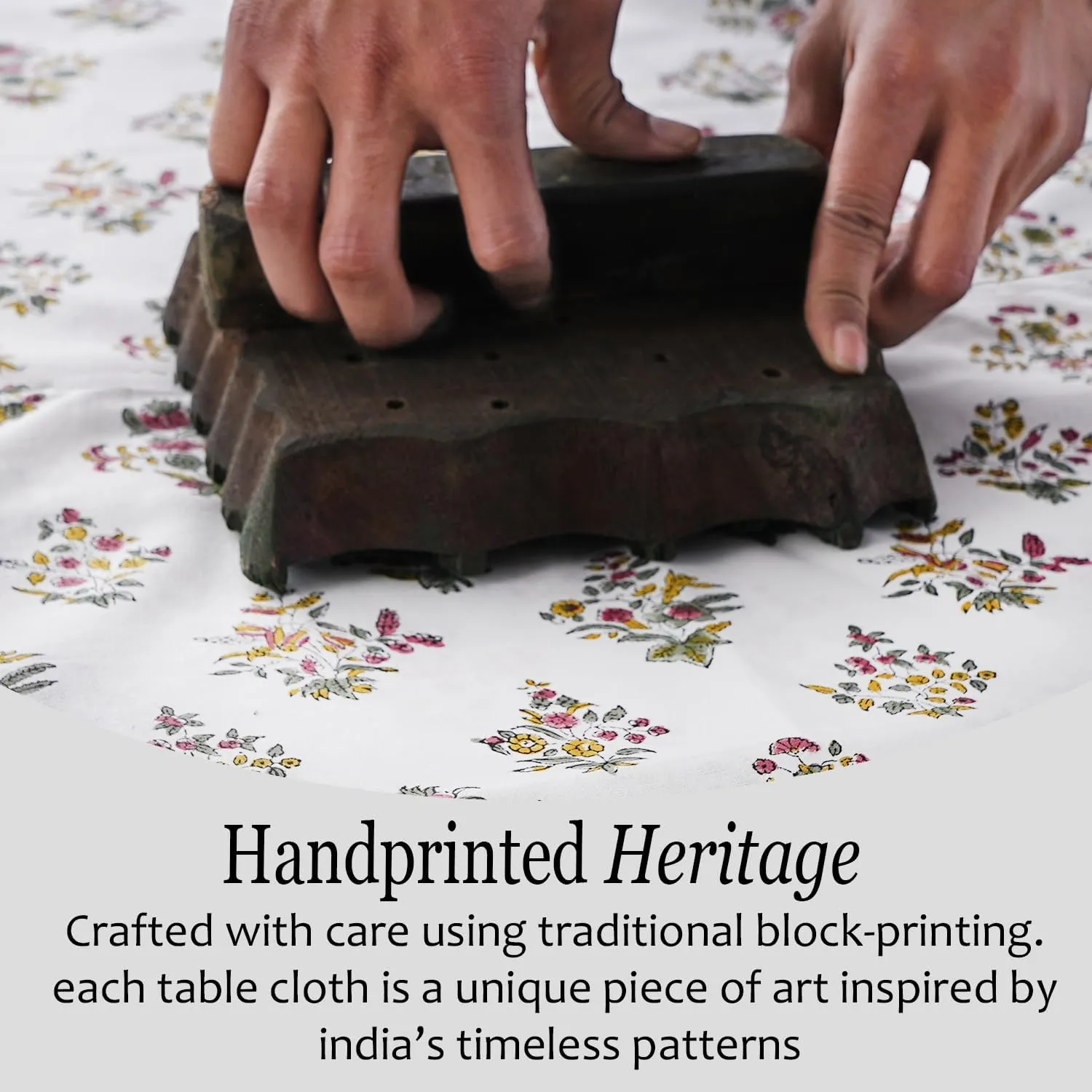 CPC Tablecloth 100% Cotton 70x108 Inch Indian Block Print Rectangle Table Cover, Green Table Cloth for Weddings, Spring/Summer Barbeque - Forest Green