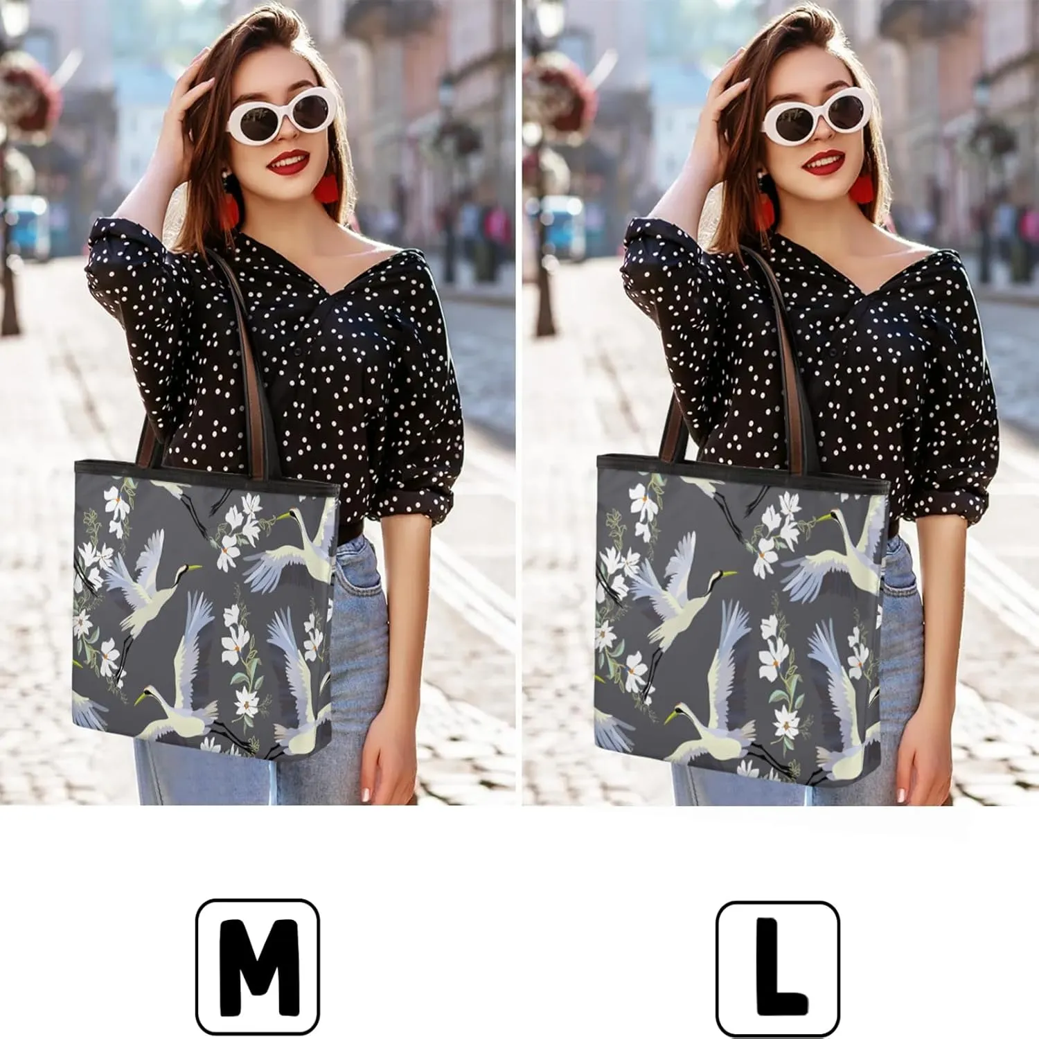 Crane Pattern Tote Bag for Women Womens Handbags Tote Bag for Work Shopping Travel Beach