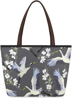 Crane Pattern Tote Bag for Women Womens Handbags Tote Bag for Work Shopping Travel Beach