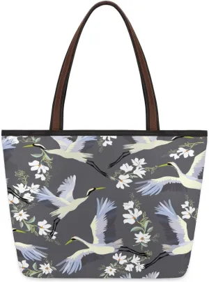 Crane Pattern Tote Bag for Women Womens Handbags Tote Bags for Travel Beach Gym