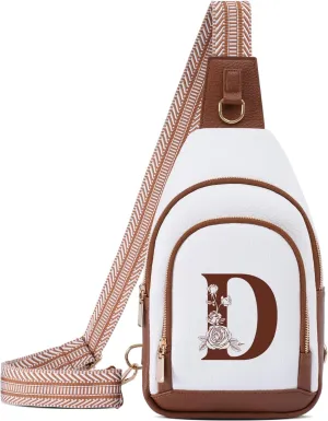 Crossbody Bag for Women Leather Sling Bags with Initial Letter Fanny Chest Pack Bag for Travel, Gift for Mom Wife