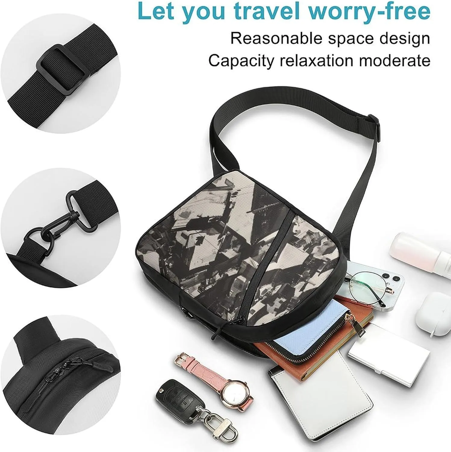 Crossbody Bag for Women Men Chest Bag Green Decorative Pattern Sling Bag Crossbody Shoulder Bag Sling Backpack