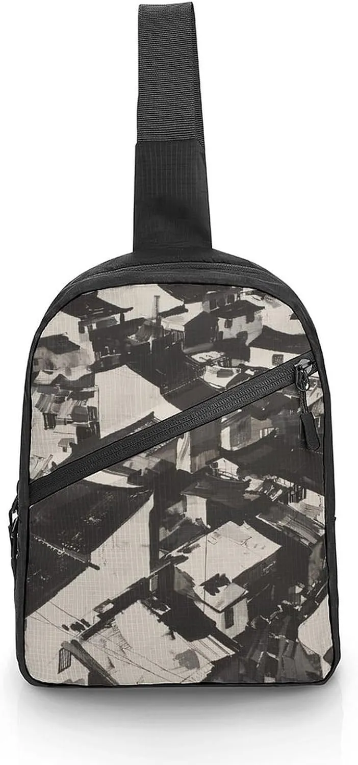 Crossbody Bag for Women Men Chest Bag Green Decorative Pattern Sling Bag Crossbody Shoulder Bag Sling Backpack