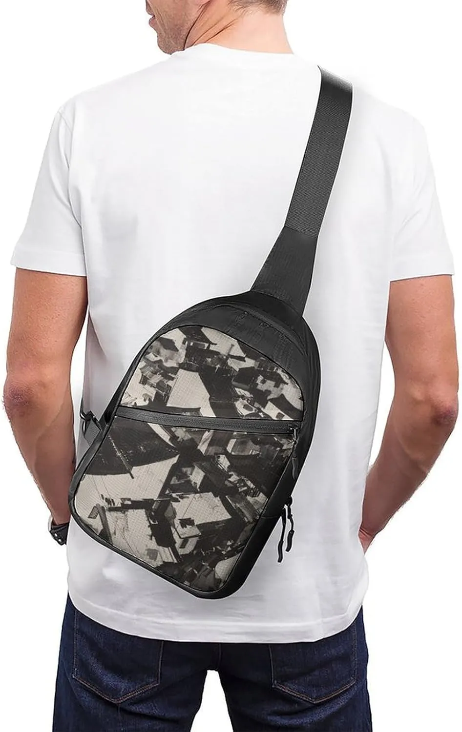 Crossbody Bag for Women Men Chest Bag Green Decorative Pattern Sling Bag Crossbody Shoulder Bag Sling Backpack