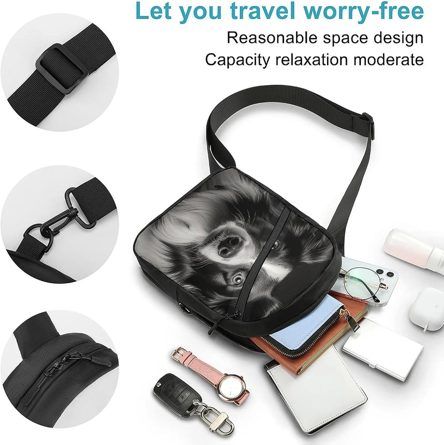 Crossbody Bag for Women Men Chest Bag Green Decorative Pattern Sling Bag Crossbody Shoulder Bag Sling Backpack