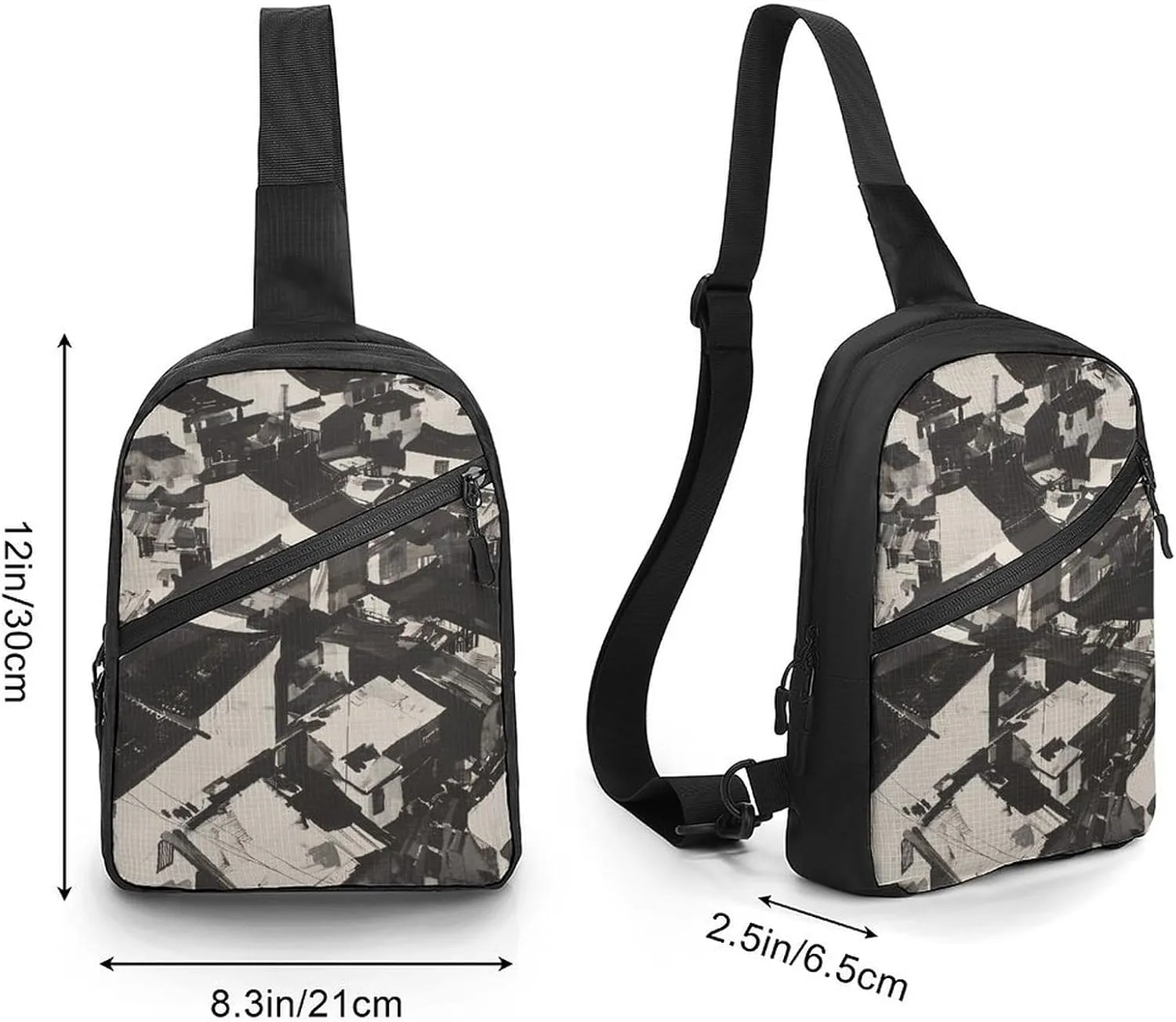 Crossbody Bag for Women Men Chest Bag Green Decorative Pattern Sling Bag Crossbody Shoulder Bag Sling Backpack