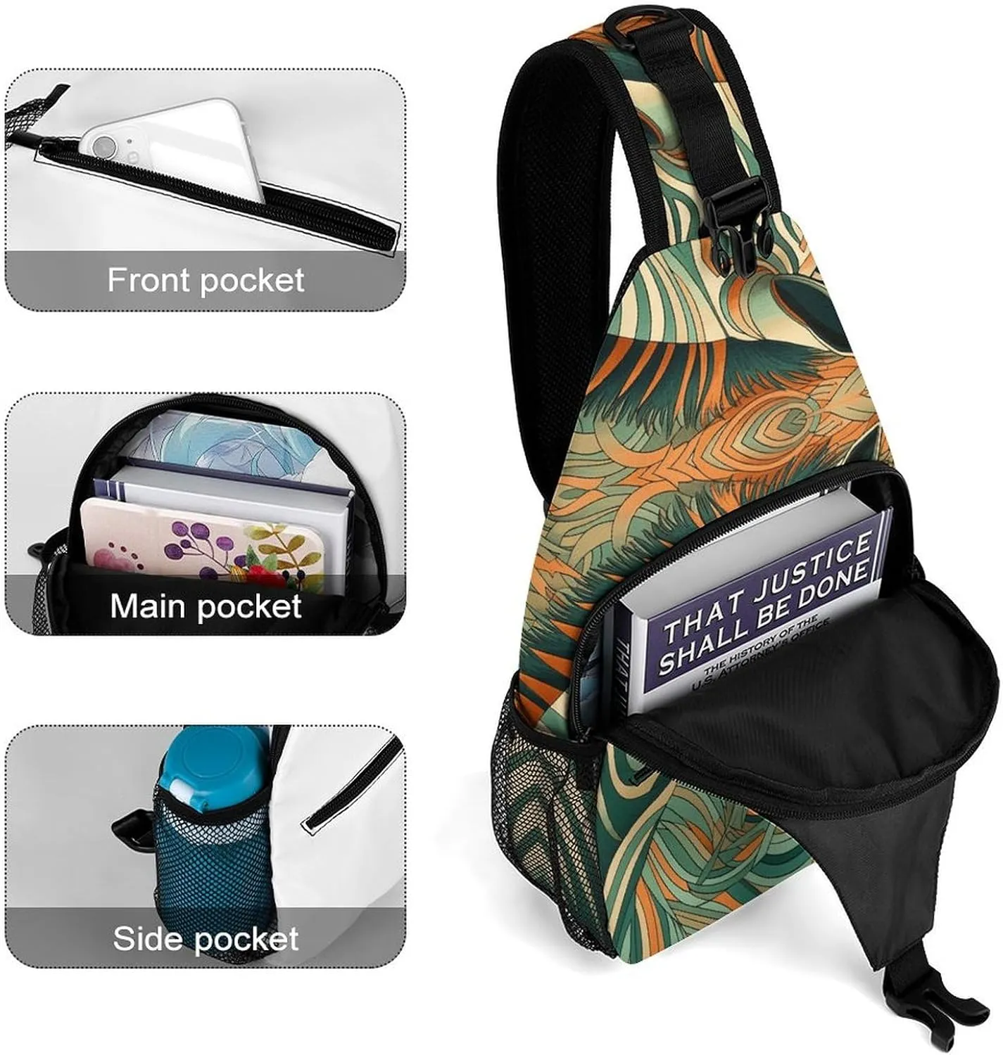 Crossbody Bag for Women Men Chest Bag Small Hound Pattern Sling Bag Crossbody Shoulder Bag Sling Backpack