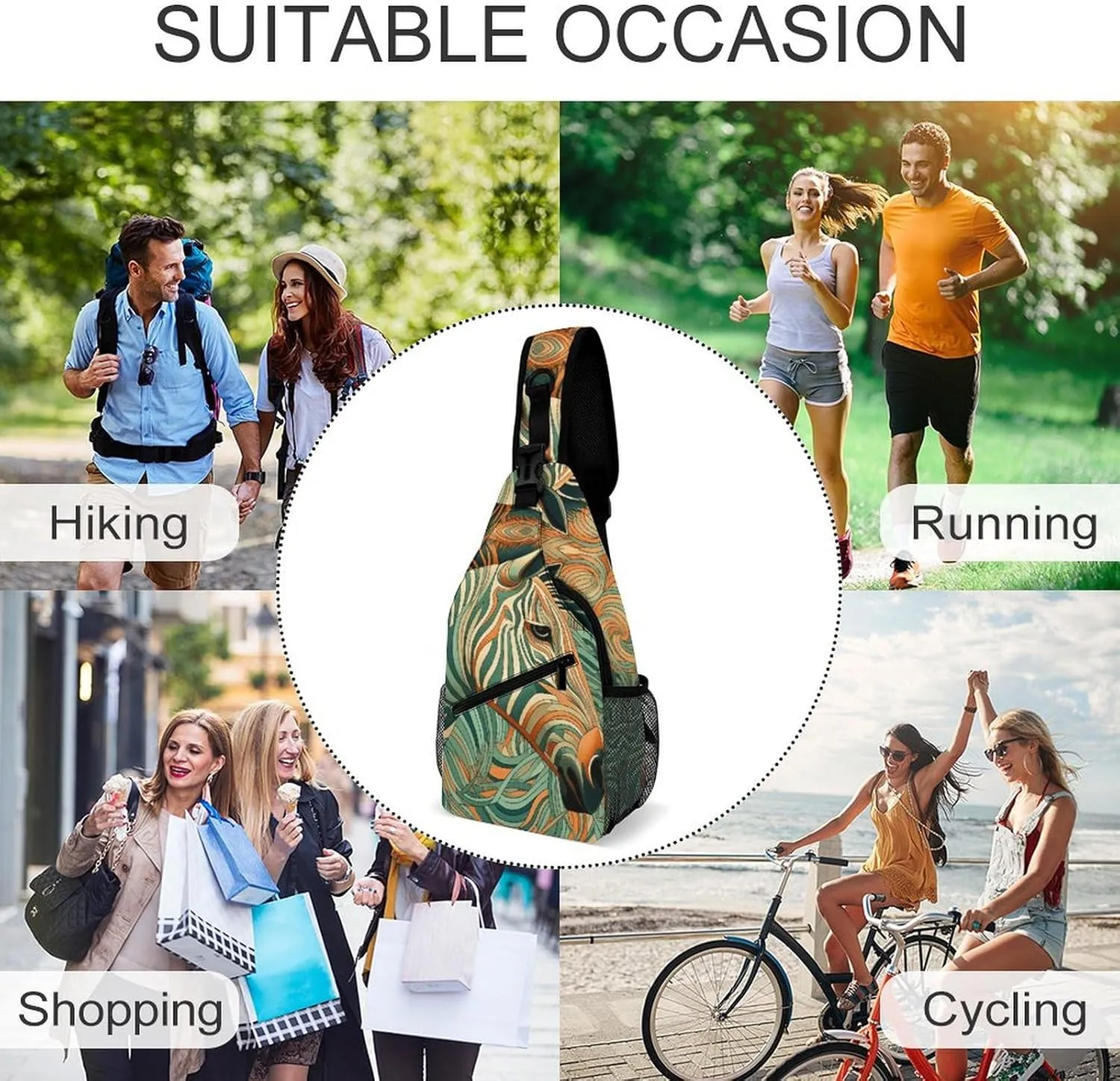 Crossbody Bag for Women Men Chest Bag Small Hound Pattern Sling Bag Crossbody Shoulder Bag Sling Backpack