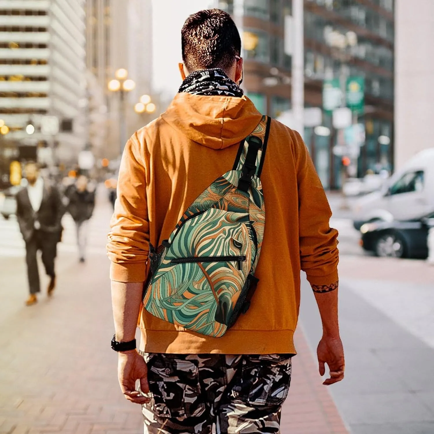 Crossbody Bag for Women Men Chest Bag Small Hound Pattern Sling Bag Crossbody Shoulder Bag Sling Backpack