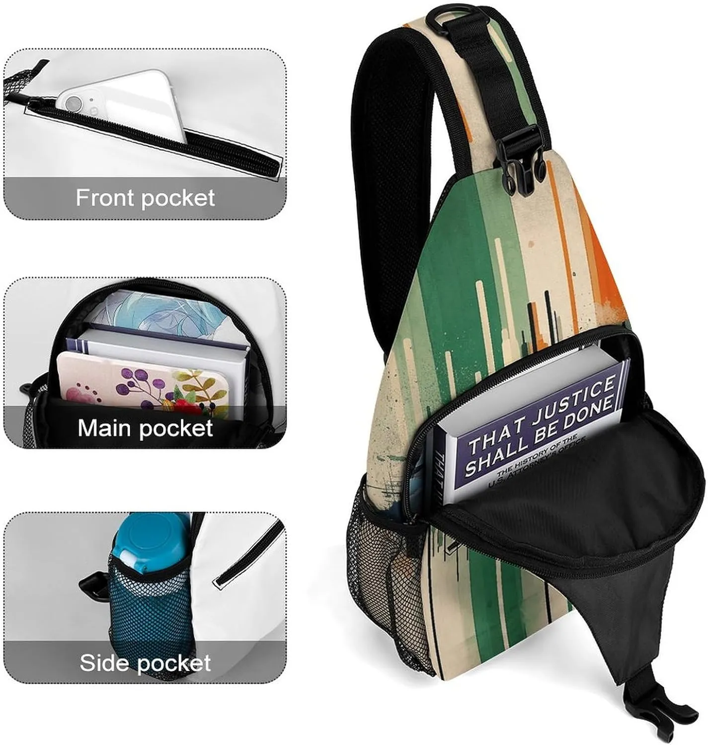 Crossbody Bag for Women Men Chest Bag Small Hound Pattern Sling Bag Crossbody Shoulder Bag Sling Backpack