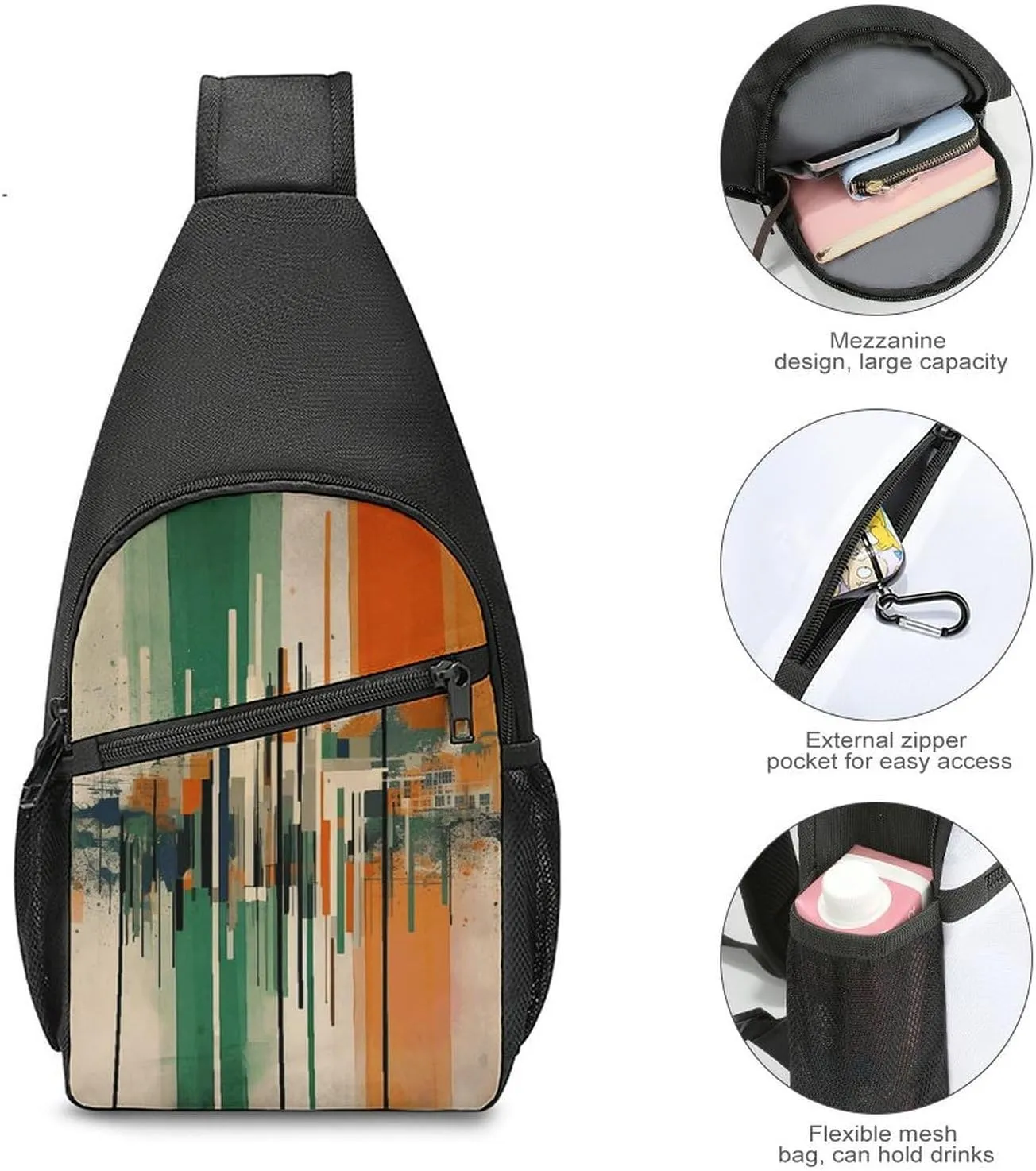 Crossbody Bag for Women Men Sling Bag Small Hound Pattern Chest Bag Crossbody Adjustable Shoulder Bag
