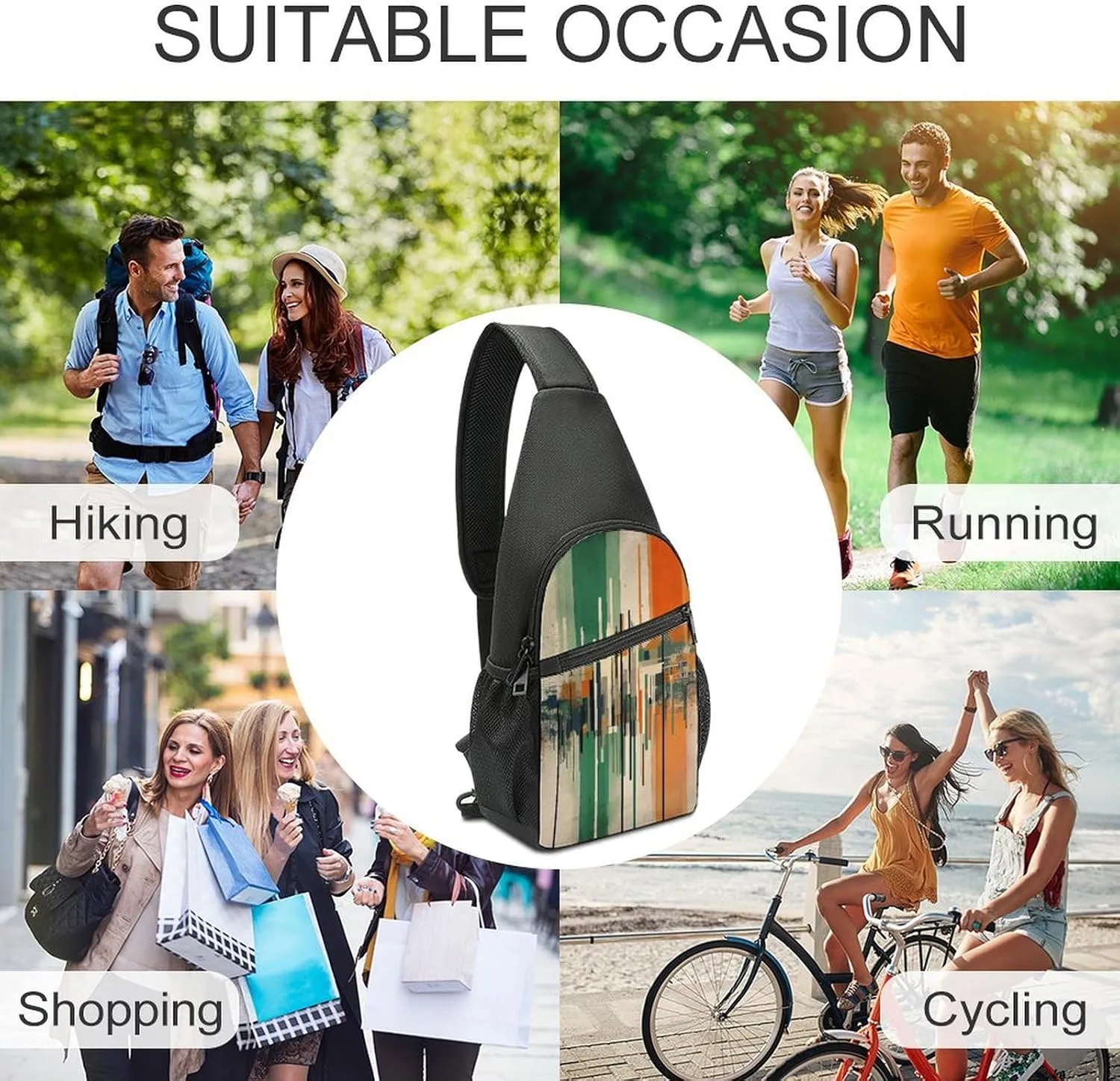Crossbody Bag for Women Men Sling Bag Small Hound Pattern Chest Bag Crossbody Adjustable Shoulder Bag