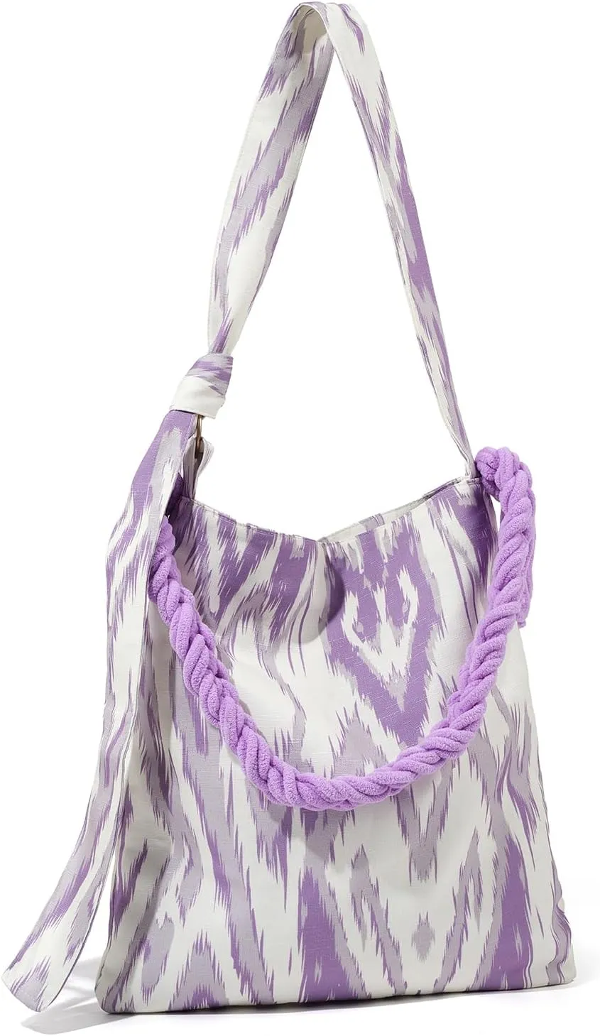 Crossbody Bags for Women Canvas Beach Tote Bags for Travel Foldable Boho Ladies Handbags Cute Hobo Shoulder Purse
