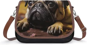 Crossbody Bags for Women Shoulder Bag Leather Handbag Cry Pug Messenger Bag Office Work Bag