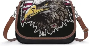 Crossbody Bags for Women Shoulder Bag Leather Handbag US Army Cool American Flag Eagle Messenger Bag Office Work Bags