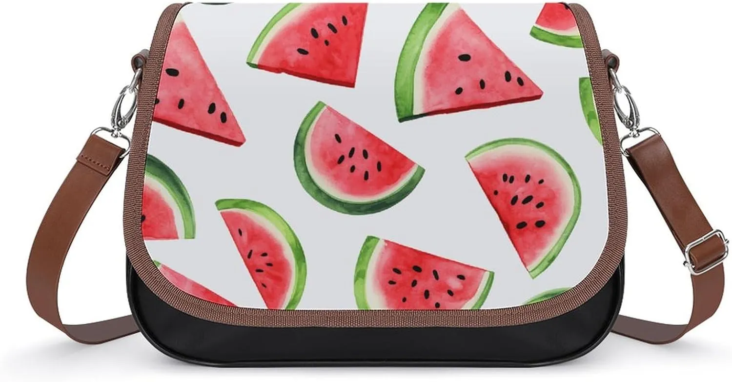 Crossbody Bags for Women Shoulder Bag Leather Handbag Watermelon Slices Pattern Messenger Bag Office Work Bags