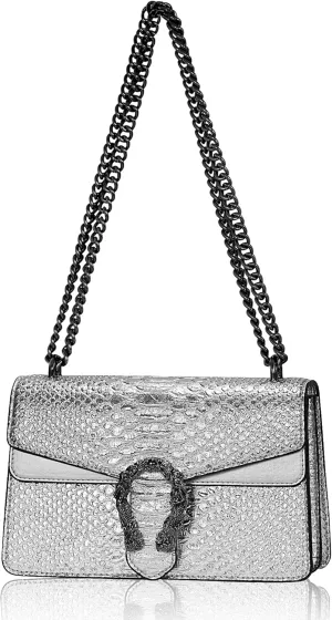 Crossbody Chain Purses for Women - Crocodile Snake Pattern Leather Shoulder Handbags Evening Clutch Satchel Bags