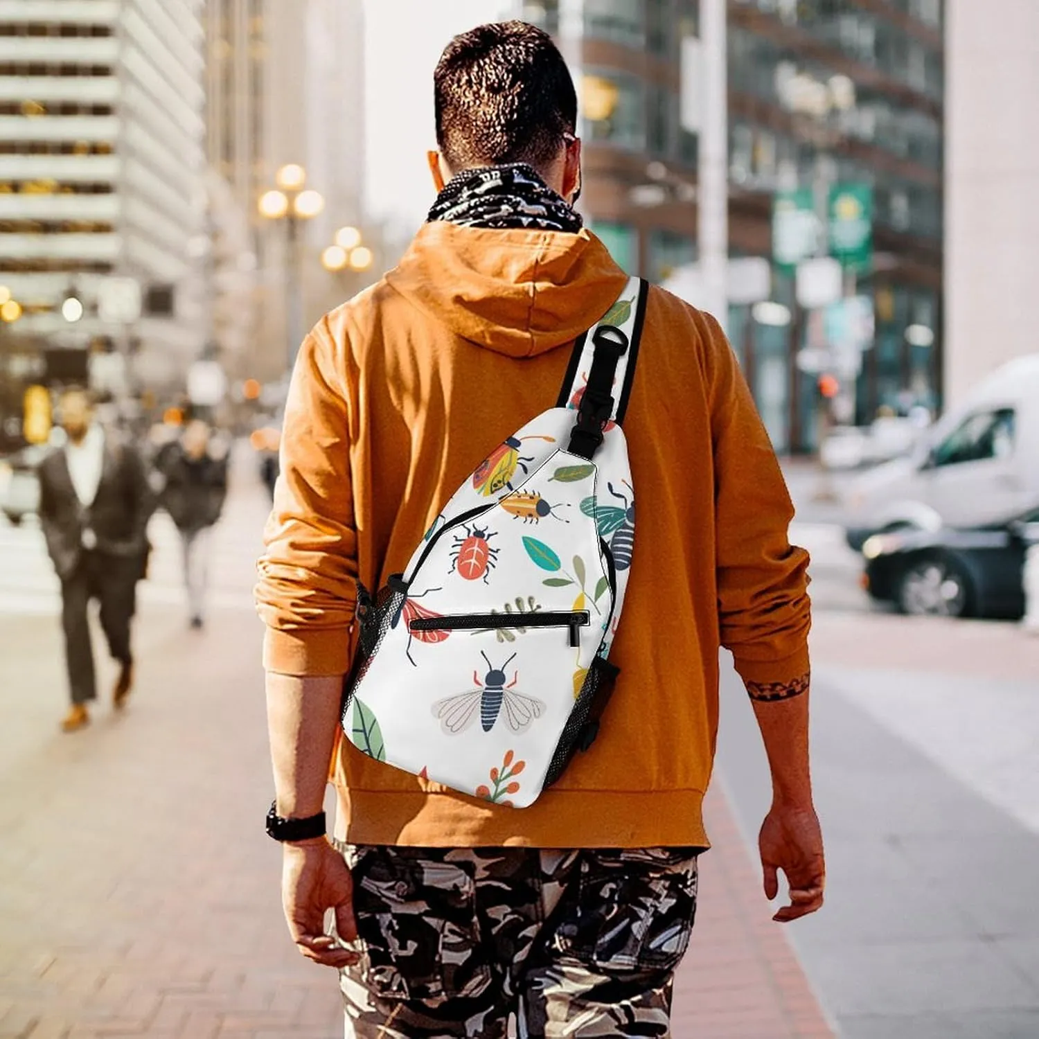 Crossbody Sling Bag Bright Insect Pattern Backpack Sling Bag Travel Hiking Chest Bag Shoulder Bag Daypack