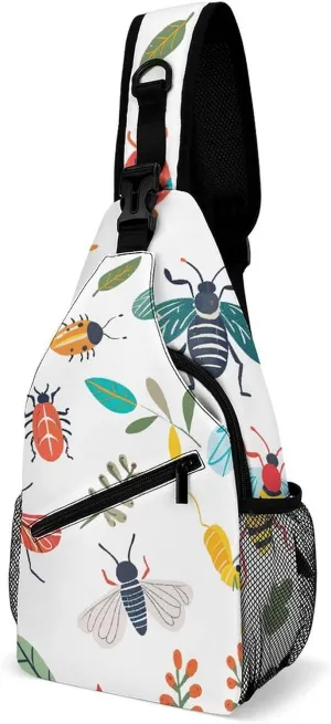 Crossbody Sling Bag Bright Insect Pattern Backpack Sling Bag Travel Hiking Chest Bag Shoulder Bag Daypack