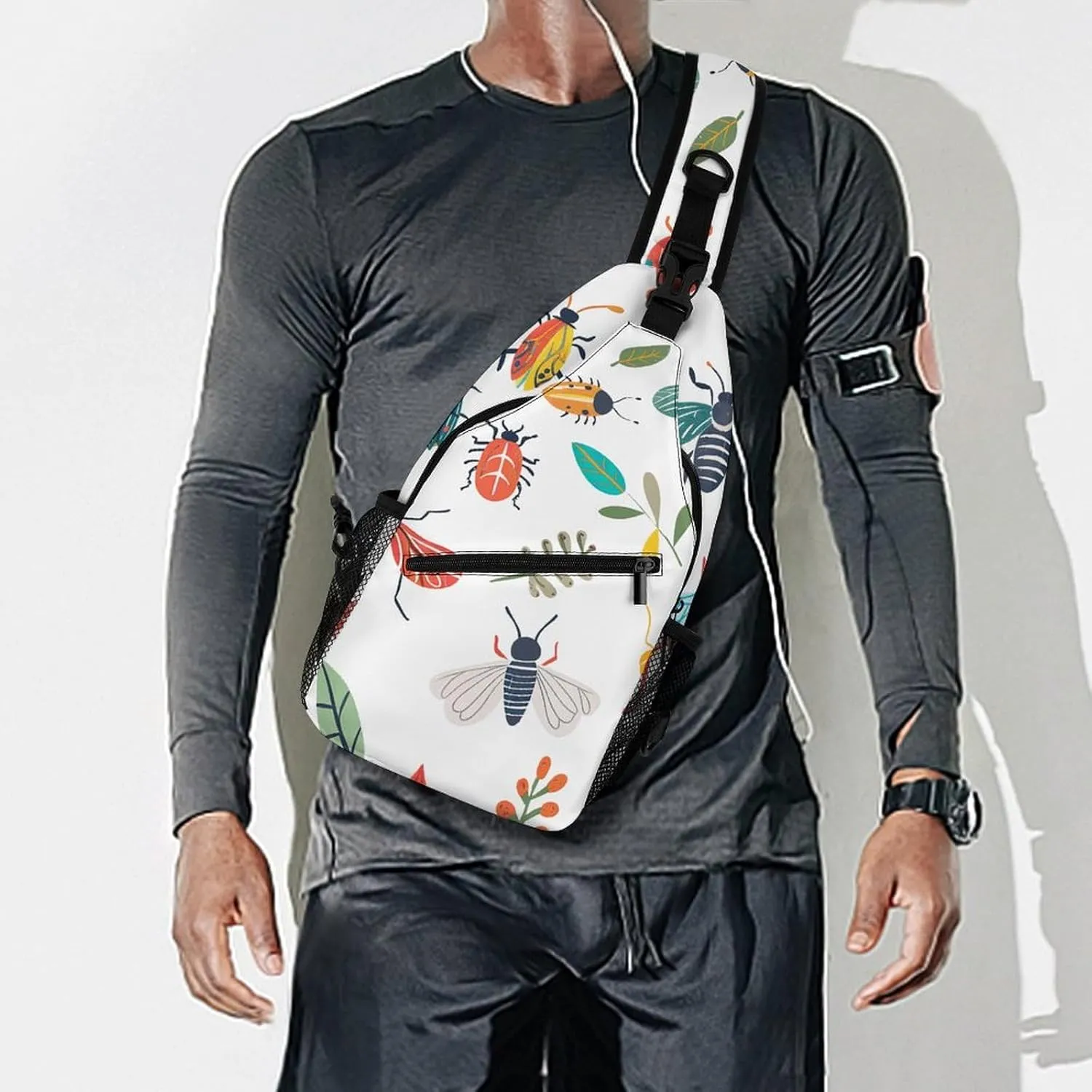 Crossbody Sling Bag Bright Insect Pattern Backpack Sling Bag Travel Hiking Chest Bag Shoulder Bag Daypack