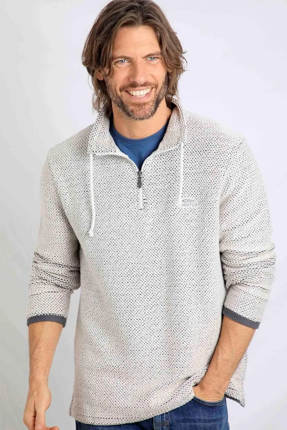 Cruiser Eco 1/4 Zip Macaroni Sweatshirt Denim Blue