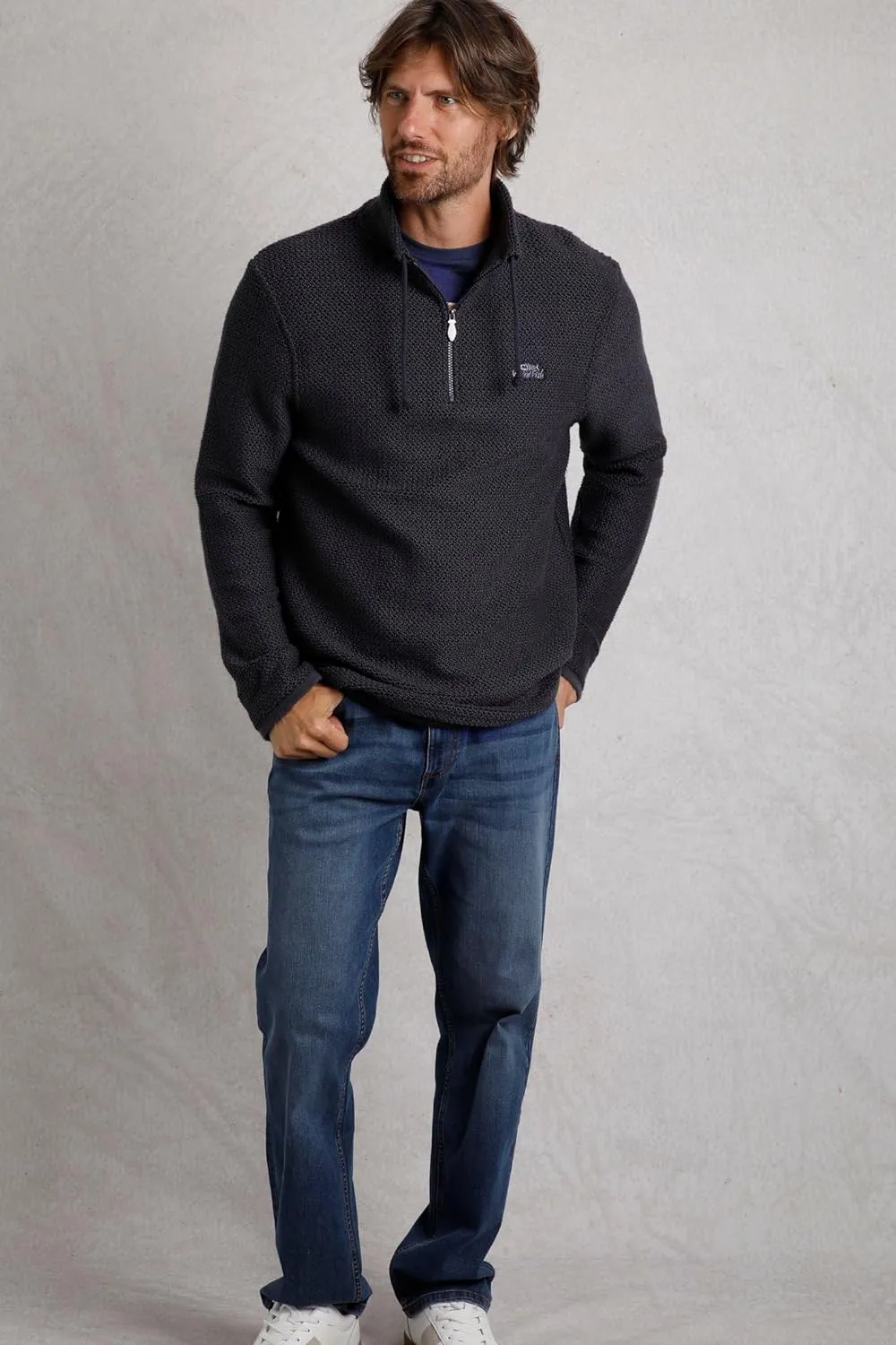 Cruiser Eco 1/4 Zip Macaroni Sweatshirt Denim Blue
