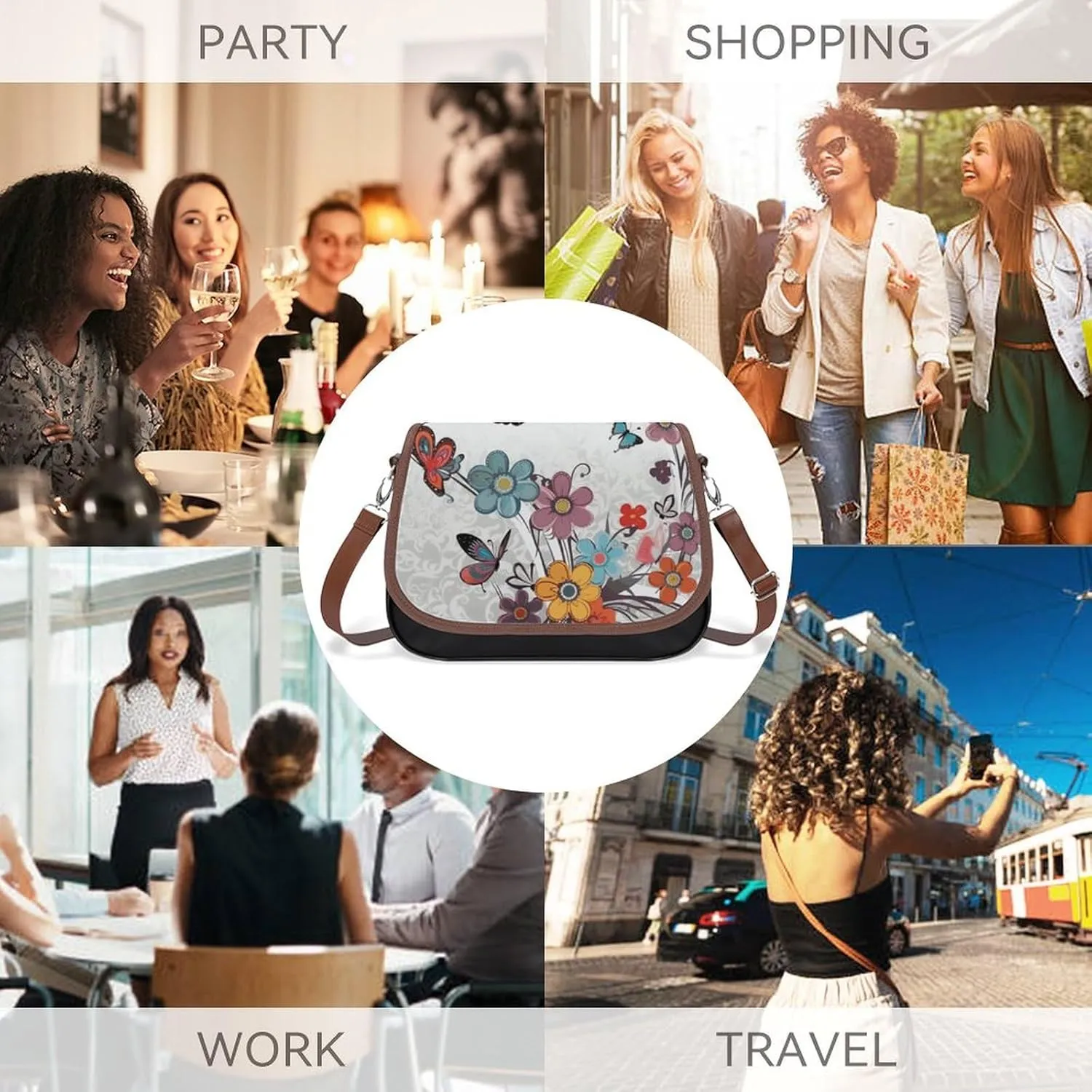 Cupcake Pattern Crossbody Bags for Women Travel Shoulder Bag Small Leather Cross Body Handbags