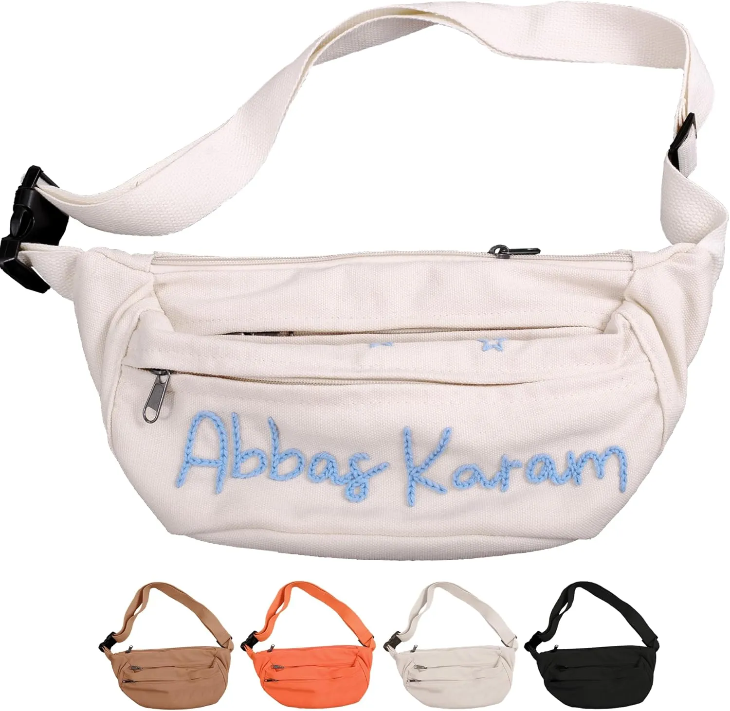 Custom Embroidered Fanny Pack – Personalized Belt Bag & Crossbody for Women – Perfect Travel Companion & Bridesmaid Gift（White）