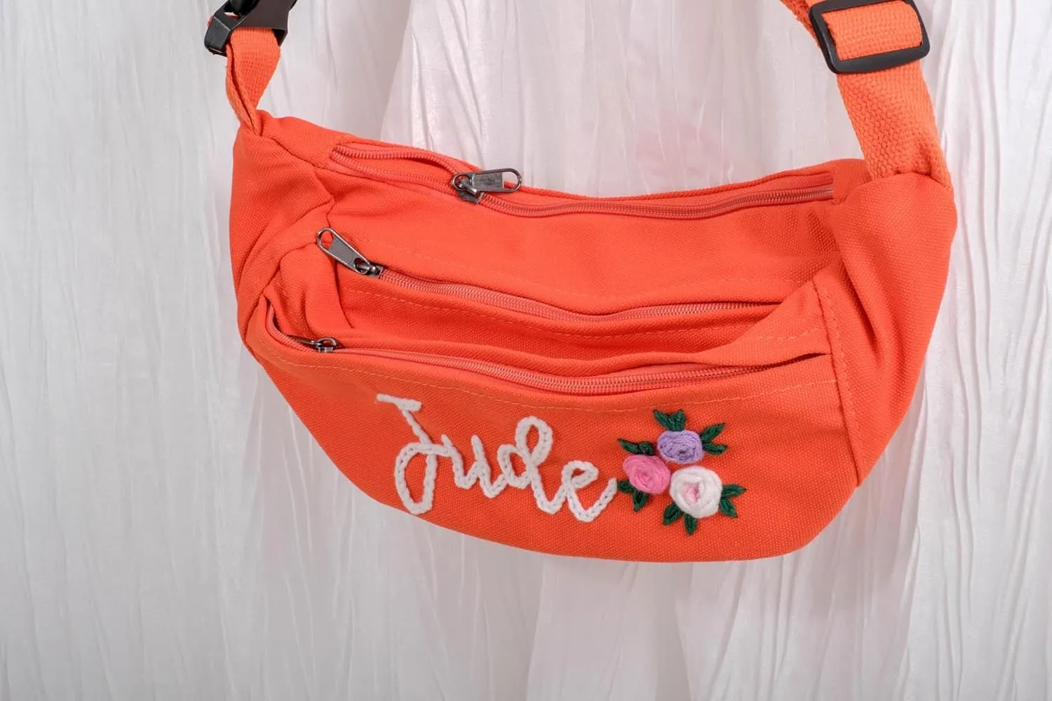 Custom Embroidered Fanny Pack – Personalized Belt Bag & Crossbody for Women – Perfect Travel Companion & Bridesmaid Gift（White）